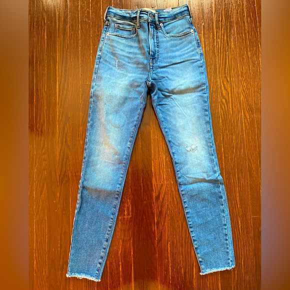 Everlane High Rise Skinny Jean SZ 24 Blue Distressed - Picture 3 of 5